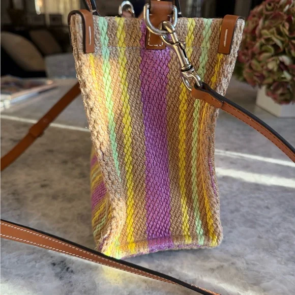 Authentic Gucci jute striped patch 2 way tote mini bag excellent condition - Picture 5 of 8